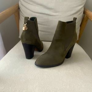 Michael Kors olive green heel booties; great condition